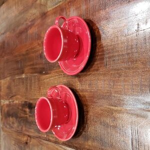 Fiesta Ware set of 2 coffee cups and saucers